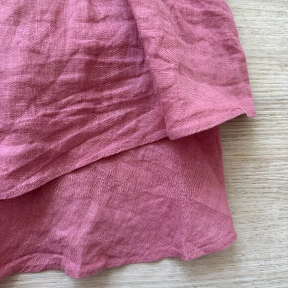 Zara Crop Pink Linen Cami Top Ruffle Medium - Picture 4 of 5